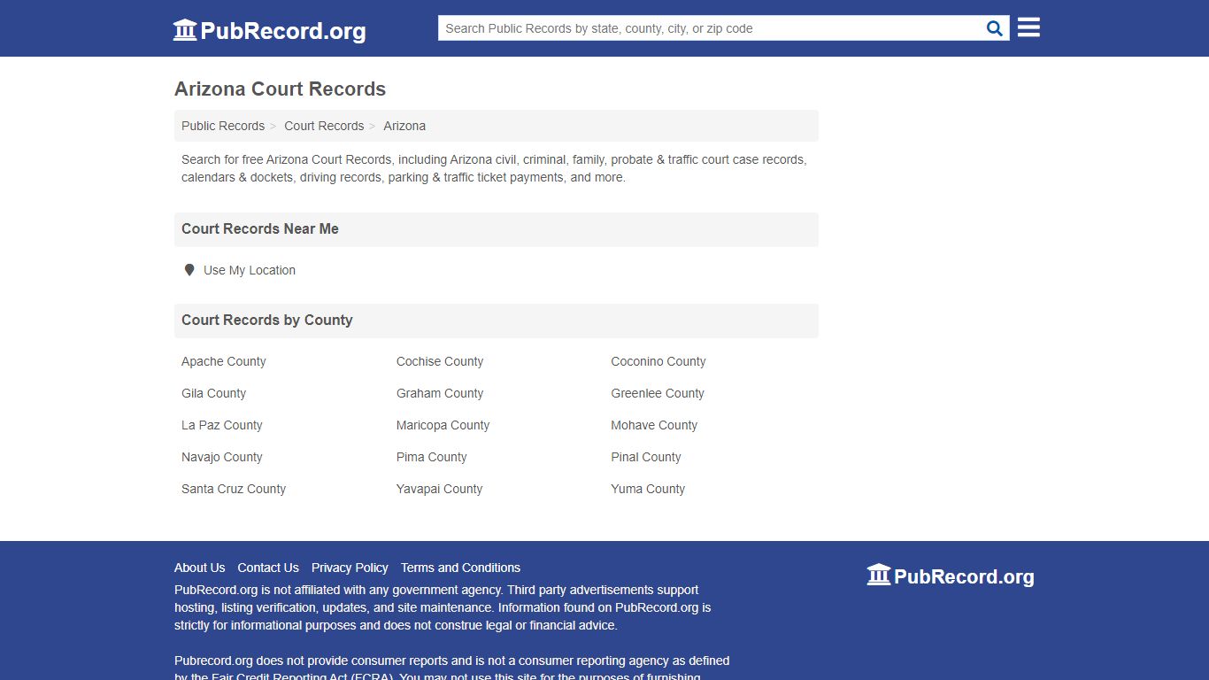 Free Arizona Court Records - PubRecord.org